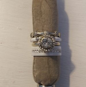 Stack of stainless swarovski crystal rings